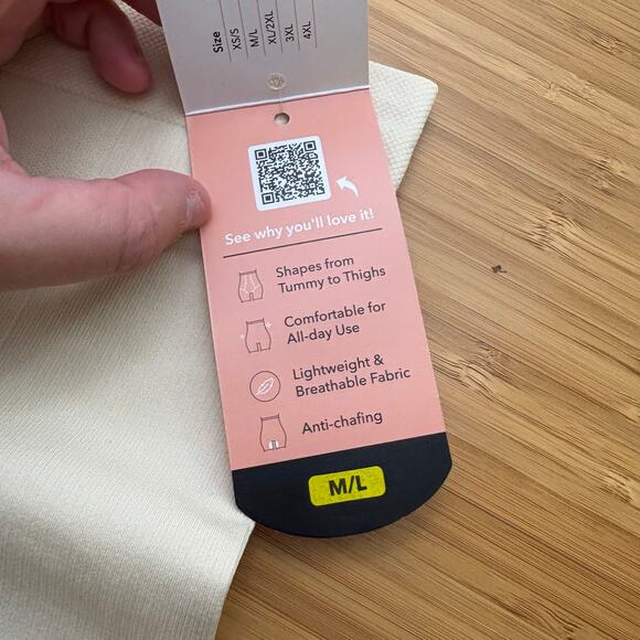 Shapermint Beige Medium Large High Waisted Shaper Shorts 55021 Shapewear Light - Picture 5 of 9